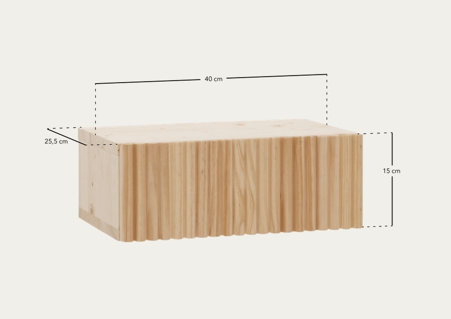 Table de chevet en bois massif flottant ton blanc de 40 cm