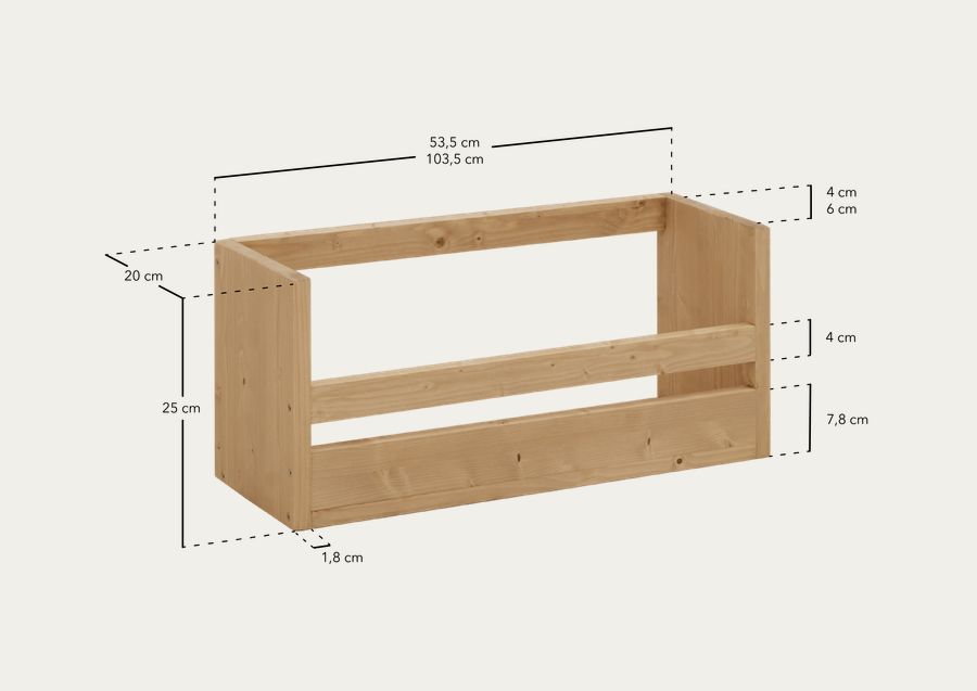 Estante zapatero de madera maciza en tono roble medio de varias medidas