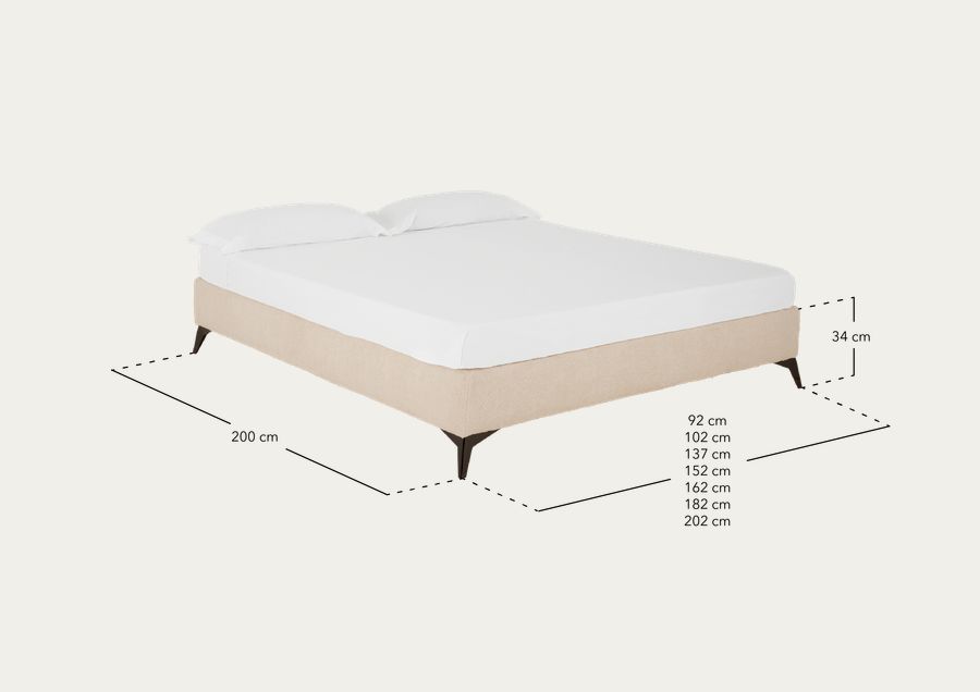 Base tapissée taupe boculé pour les matelas de différentes tailles