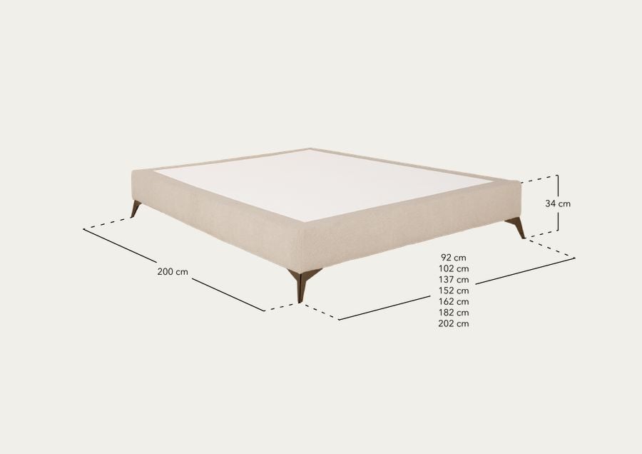 Base tapizada de boculé taupe para colchón de varias medidas