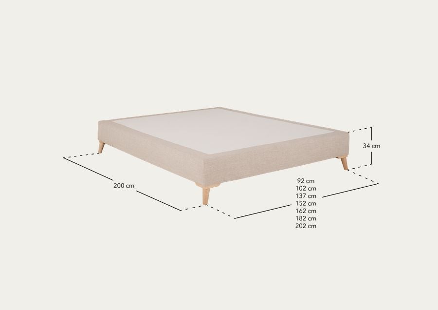 Base tapizada de lino blanco para colchón de varias medidas