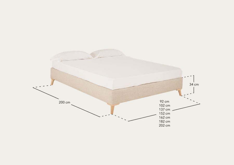 Base tapizada de lino beige para colchón de varias medidas