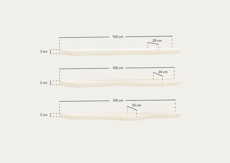 Pack 3 estanterias de madera maciza de álamo de 100cm