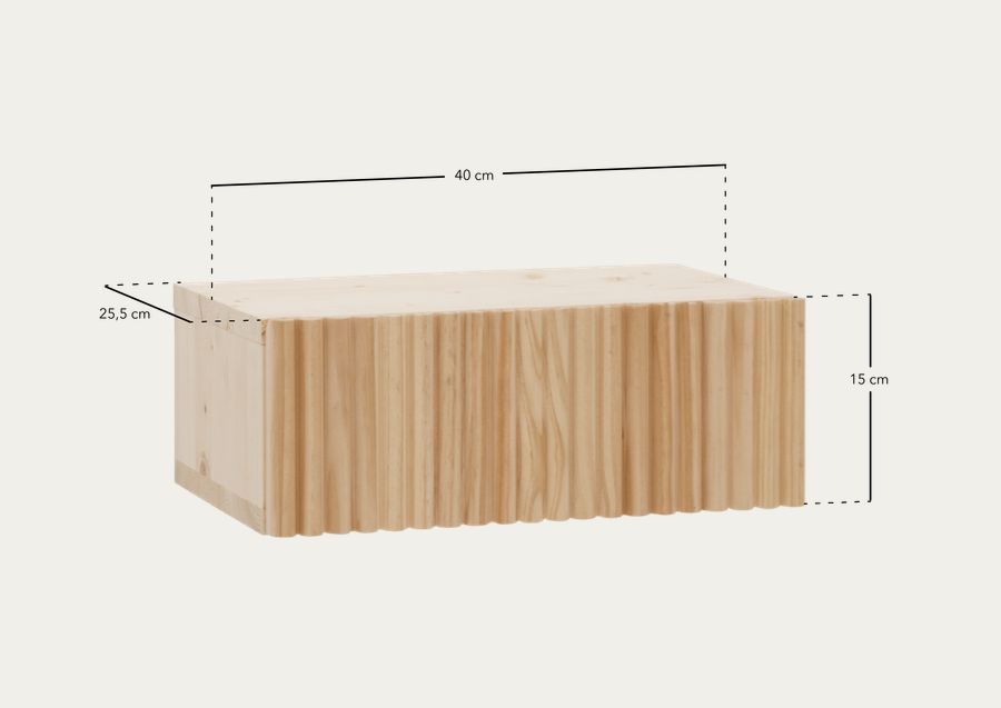 Pack di 2 comodini sospesi in legno massello tono rovere scuro da 40cm