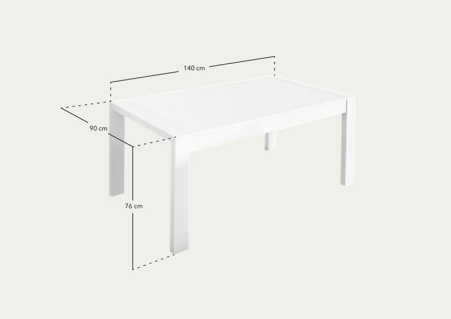 Tavolo da pranzo estendibile in legno colore bianco 76x140cm