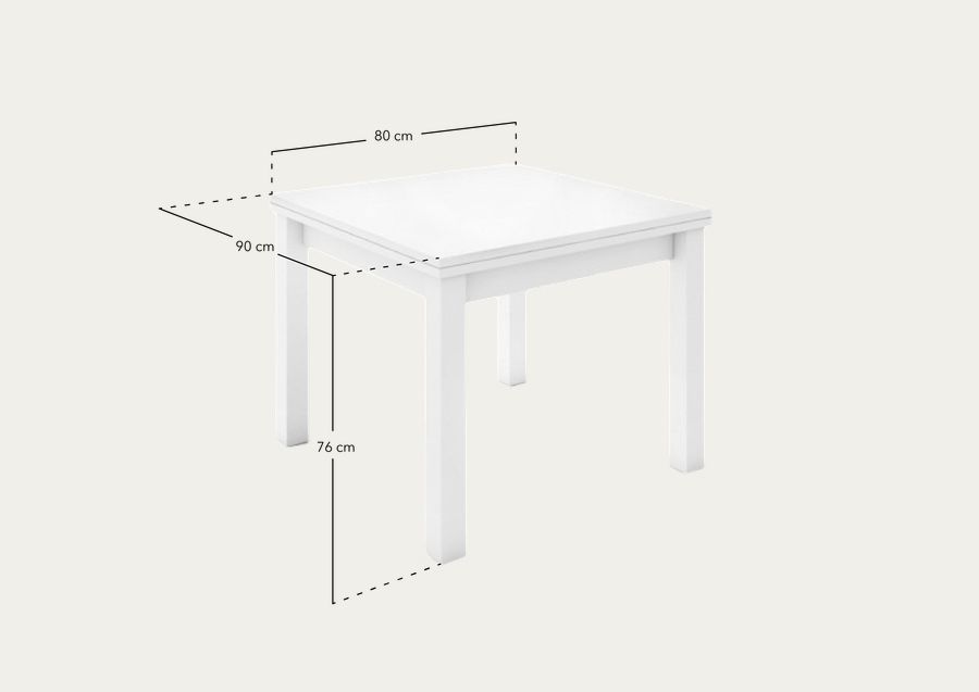 Mesa de jantar extensível de madeira tom natural 76x80cm