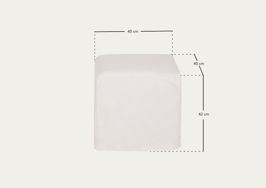 Pouf quadrato sfoderabile in lino bianco 40x42 cm