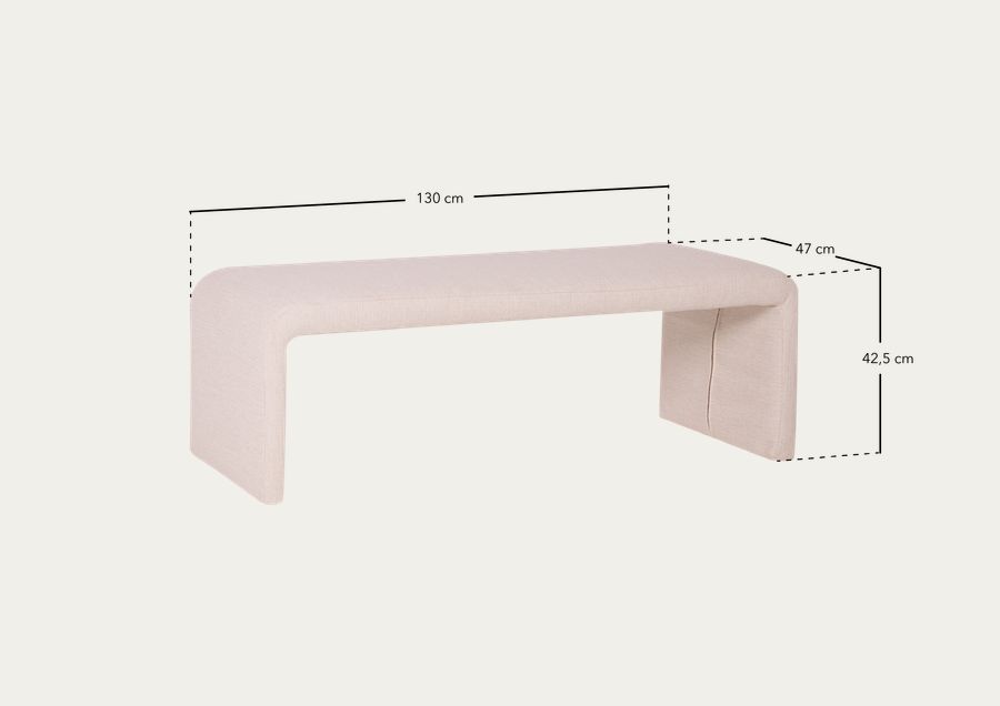 Banc en velours marron 130x42,5cm