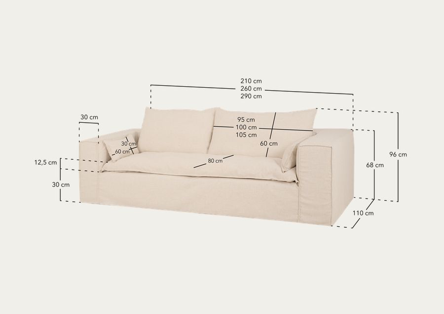 Sofá recto de color verde en varias medidas 