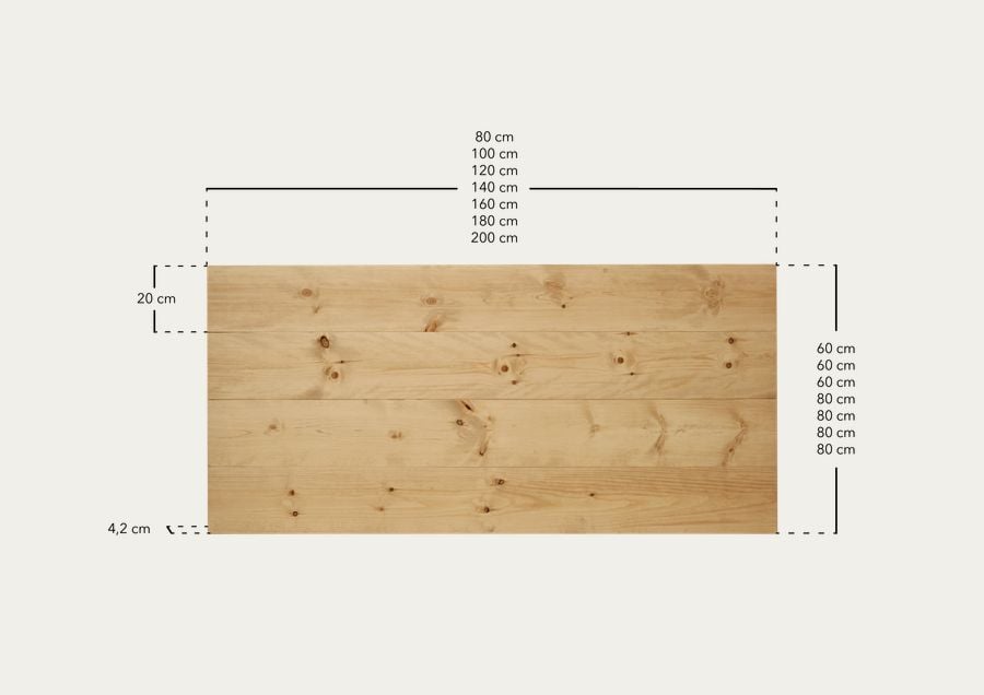 Testata di letto in legno massello in tonalità noce di varie misure