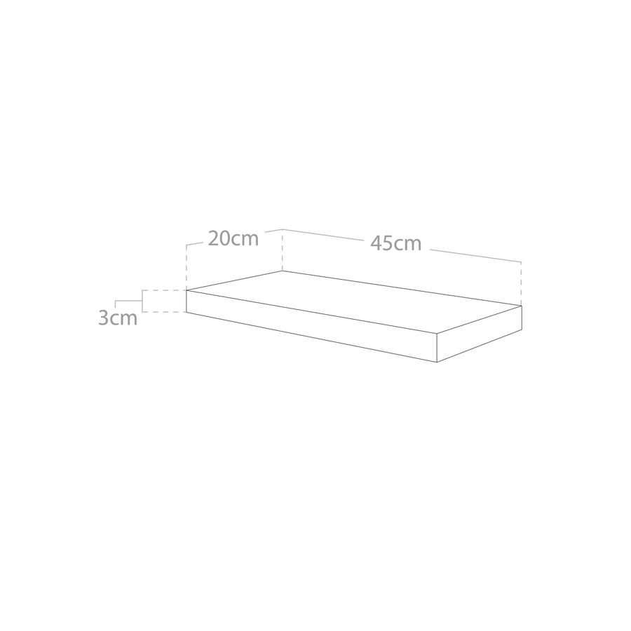 Table de chevet flottante en bois massif blanc 3,2x45cm