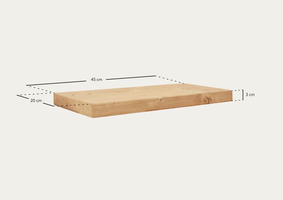 Mesa de cabeceira flutuante de madeira maciça 45cm em tom nogueira