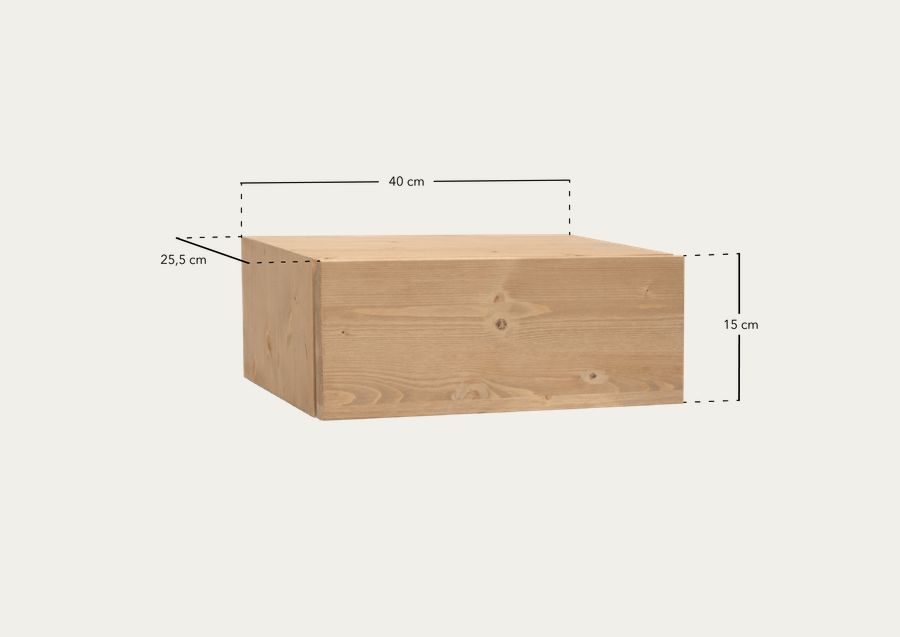 Table de chevet flottante en bois massif blanc 15x40cm