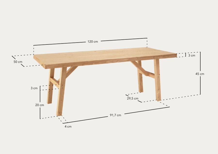 Tavolino in legno massello con finitura rovere medio 