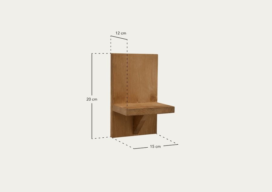 Étagère en bois massif ton chêne foncé 20x15cm