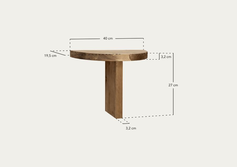 Mesa de cabeceira flutuante em madeira maciça tom preto 27x40cm