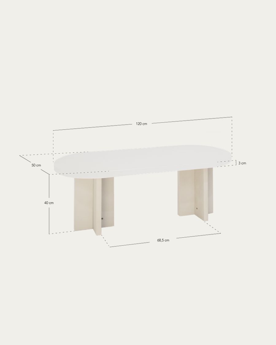 Mesa de centro de madera maciza en tono nogal de de 120x40cm