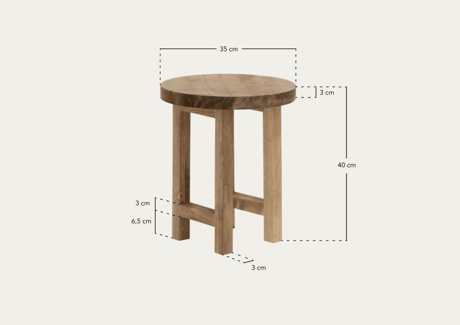 Mesa de cabeceira em madeira maciça de carvalho escuro 40x35cm
