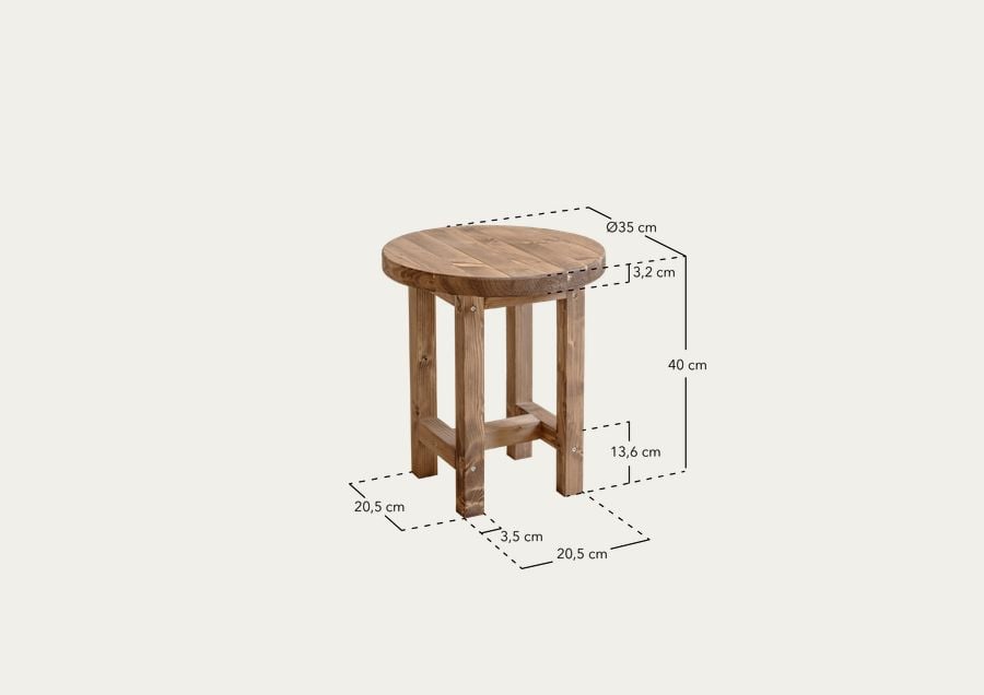 Table de chevet en bois massif ton chêne foncé 40x35cm