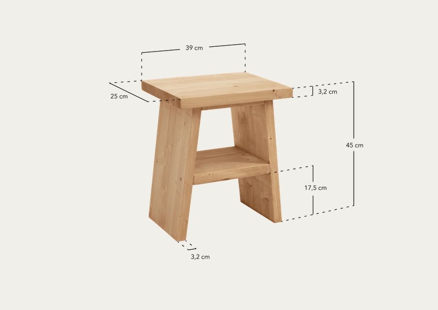 Mesa de cabeceira ou mesa auxiliar em madeira maciça em tom branco medindo 45x39cm