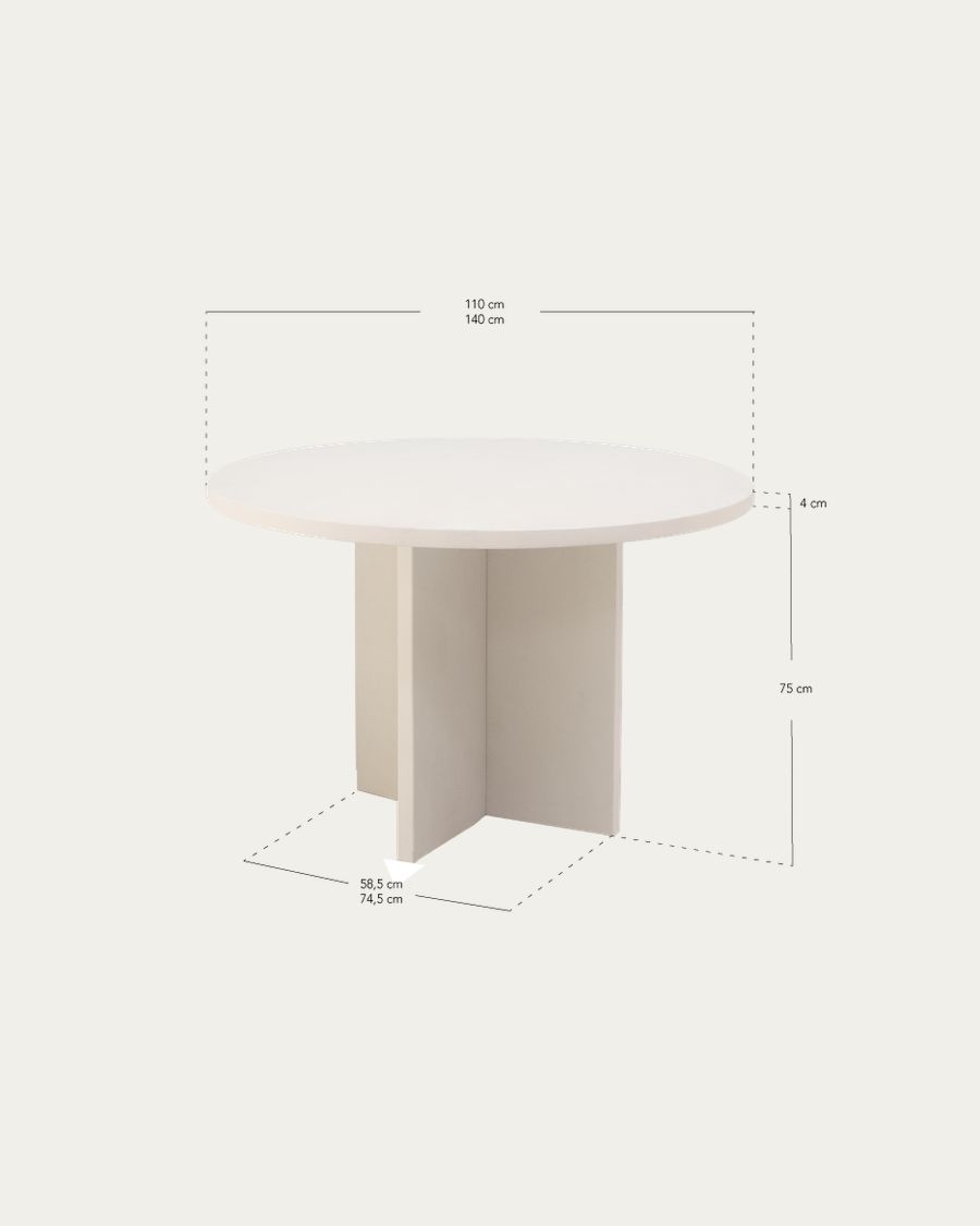 Mesa de comedor redonda de madera maciza en tono roble oscuro de Ø110