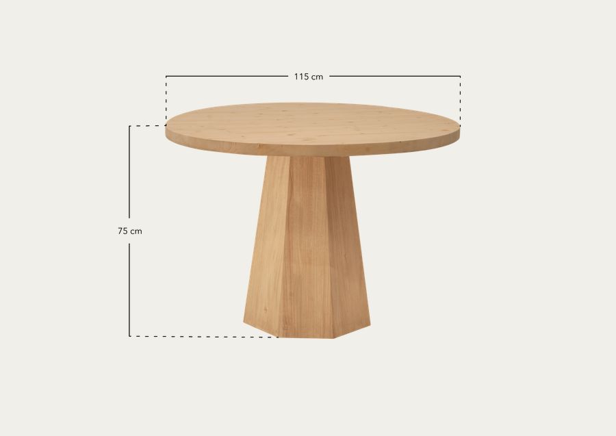 Table à manger ronde en bois massif ton noyer Ø115