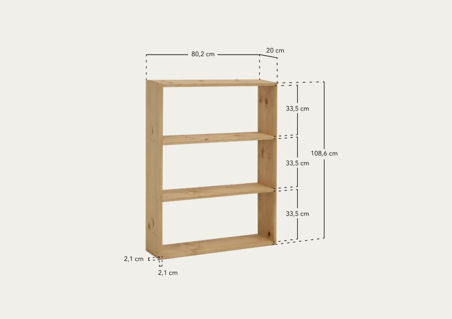 Estantería de madera maciza tono roble medio varias medidas