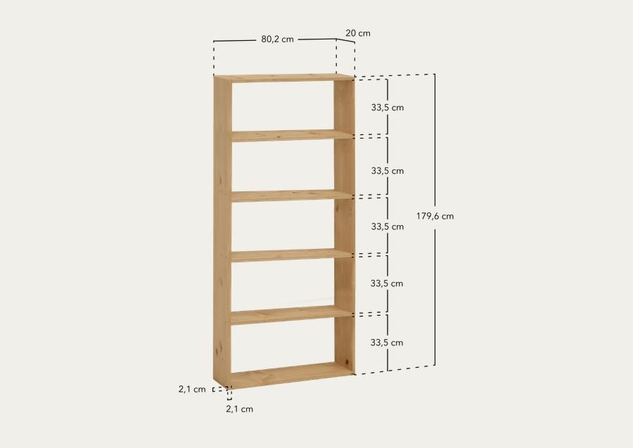 Estantería de madera maciza tono roble medio varias medidas