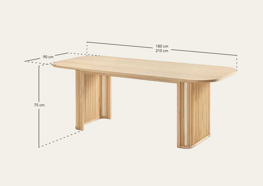 Tavolo da pranzo ovale in legno di rovere naturale di varie dimensioni