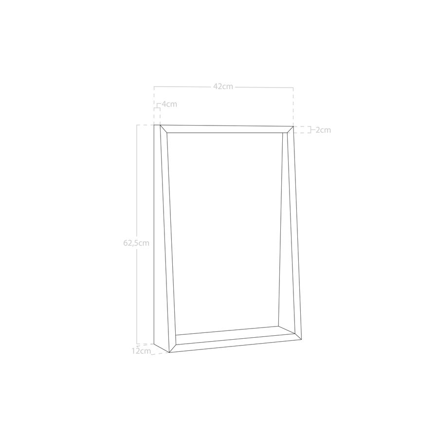 Espejo de pared rectangular con estante de madera maciza tono natural de 62.5x42cm