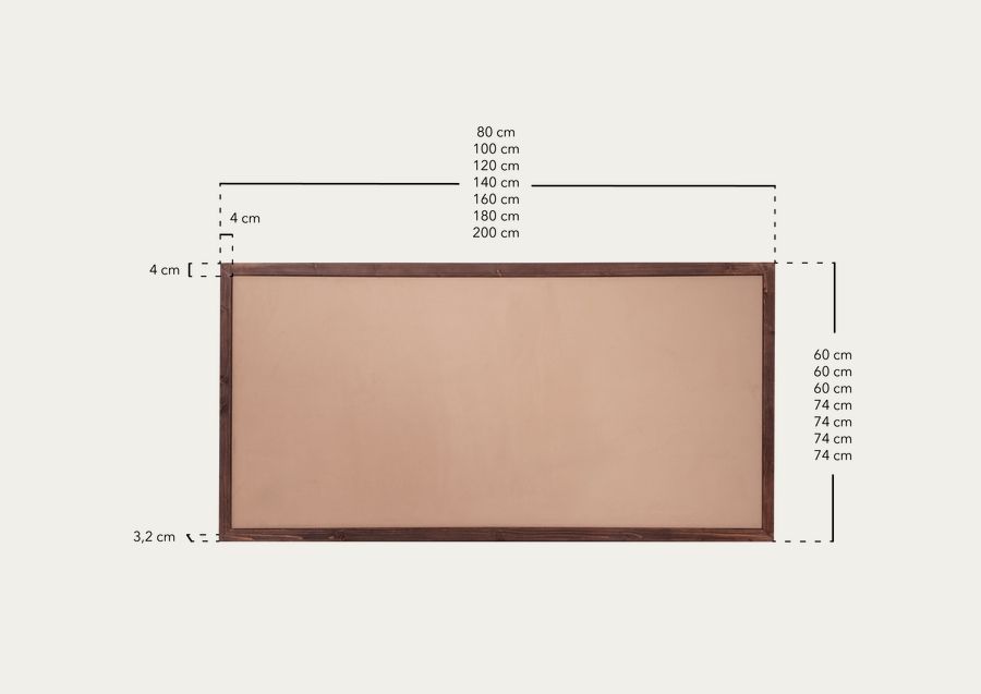 Tête de lit en bois massif et daim couleur truffe en plusieurs tailles